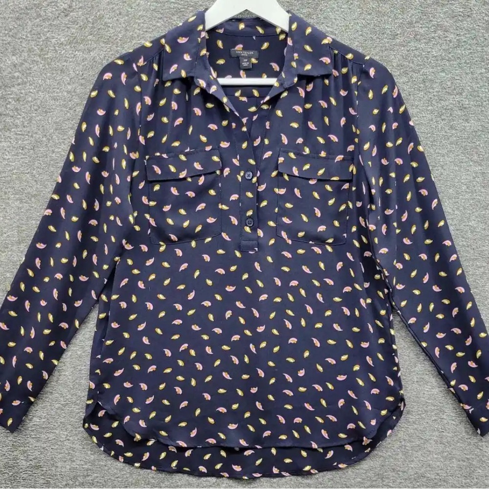 Ann Taylor Navy Blouse - Picture 4 of 4